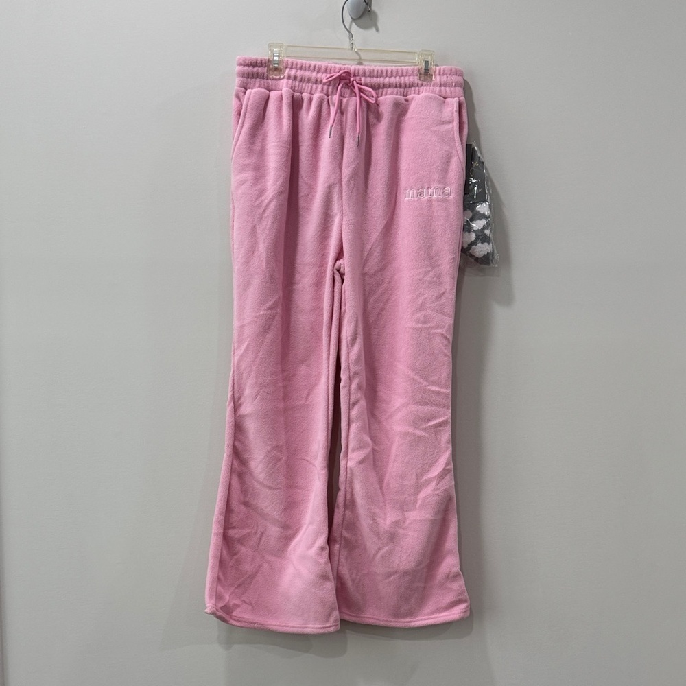 Lark & Grey Pink Fleece Maternity Lounge Pants